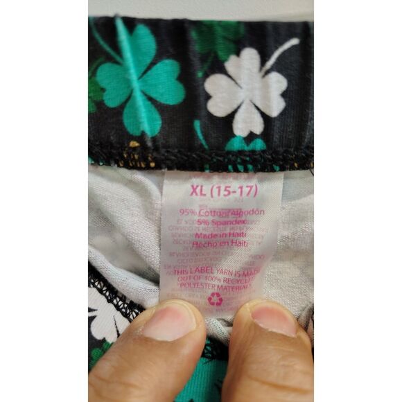 No Boundaries Women's XL Green and Gold Shamrock Ankle Leggings - Picture 3 of 6